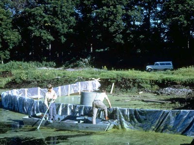 Plastic and plywood make the dam